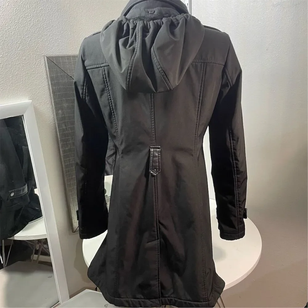 COPY - Michael Kors Women's Black Hooded Trench Coat Size S Long Sleeve